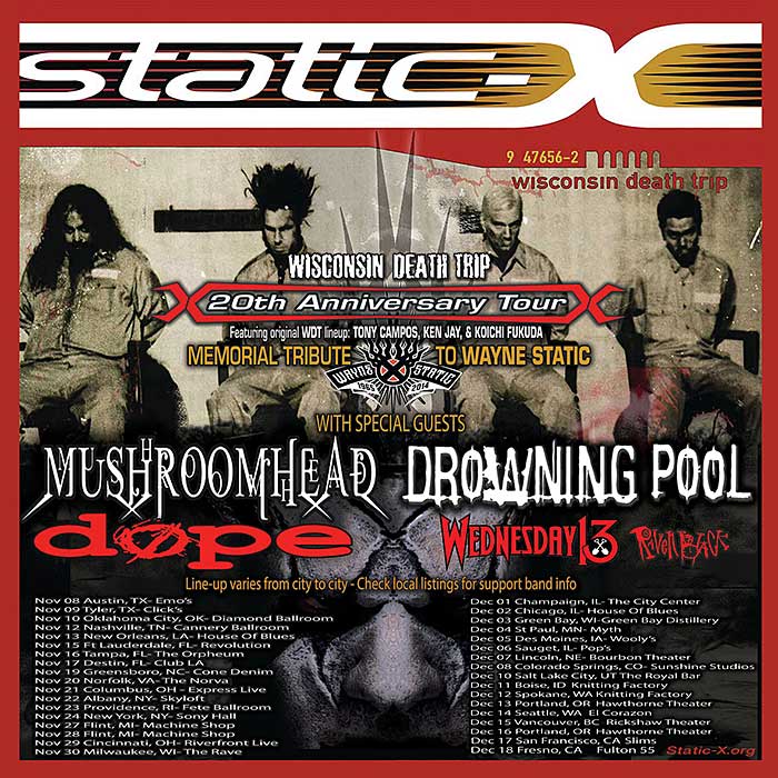 STATIC-X Announces New Support for Select Dates of the Final Leg