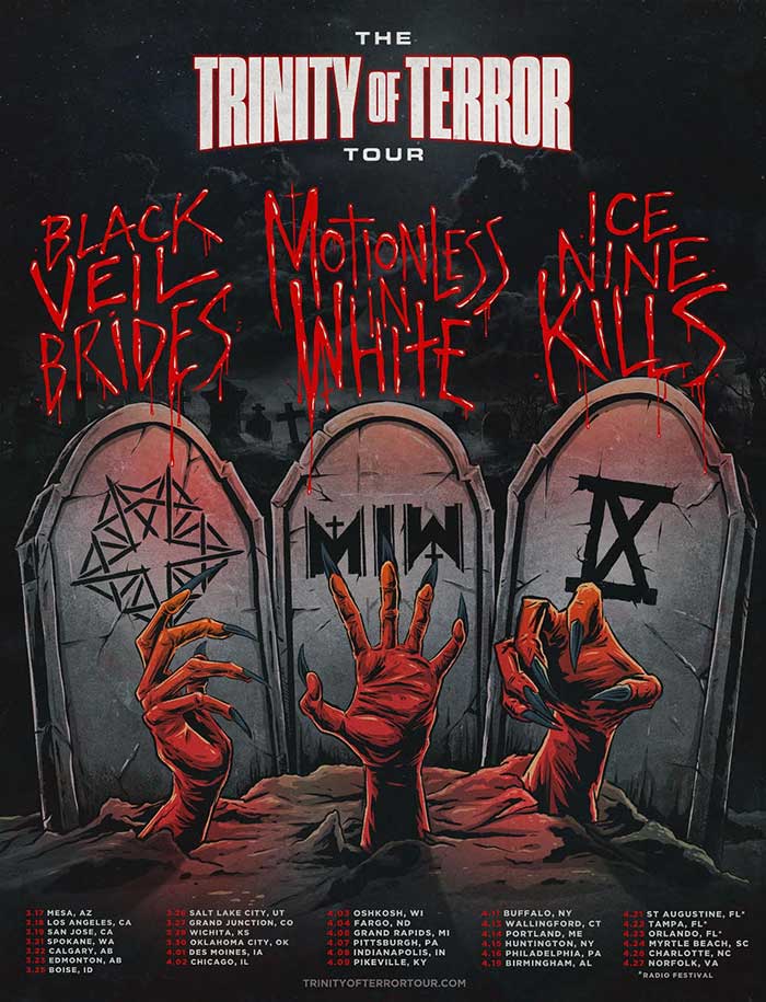 MOTIONLESS IN WHITE, BLACK VEIL BRIDES & ICE NINE KILLS Announce