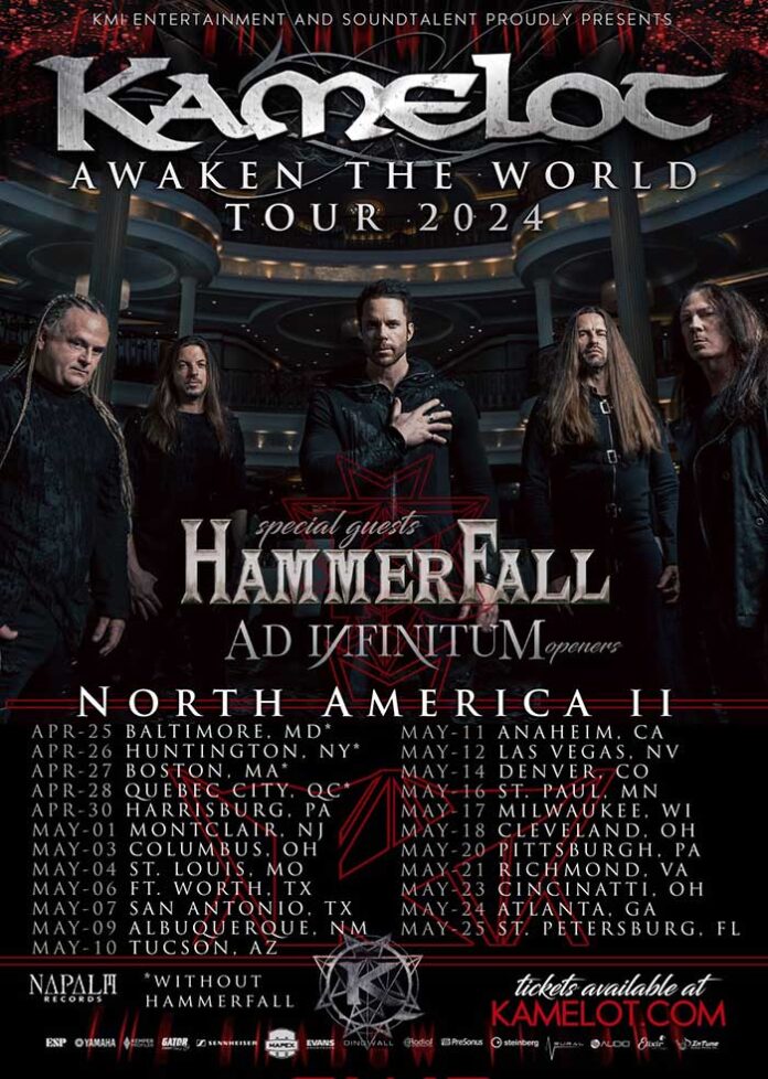 KAMELOT Announces 2024 North American Headline Tour with HammerFall and